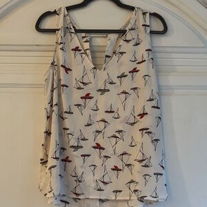 Monk and Lou nautical v neck sleeveless Top, Made in Canada, worn once